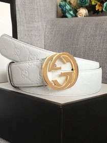 GG original signature calfskin belt 38mm 370543 white