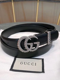 GG original smooth calfskin belt with torchon double G 25mm 524103 black