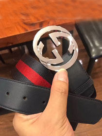 GG original web belt with G buckle 38mm 411924 black&red