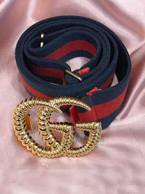 GG web elastic belt with torchon Double G buckle 524101 red&blue