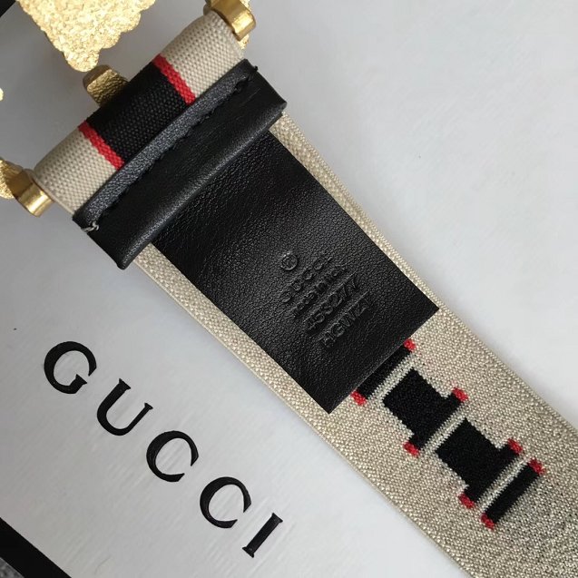 GG web elastic belt with torchon Double G buckle 524101 white