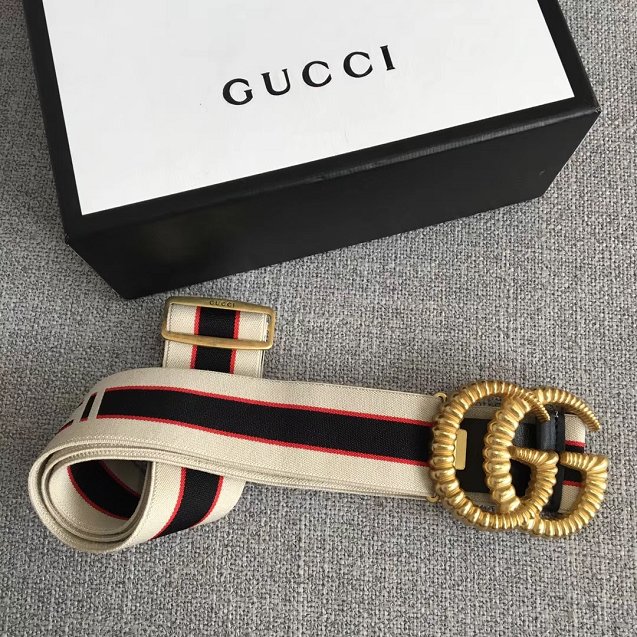 GG web elastic belt with torchon Double G buckle 524101 white