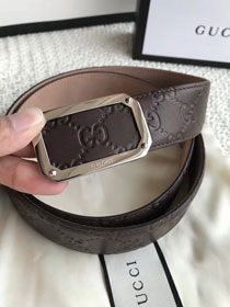 Gucci original signature calfskin belt 38mm 411924 dark coffee