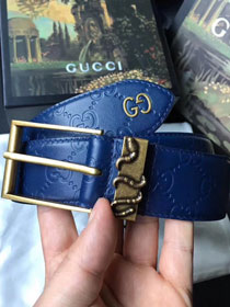Gucci original signature calfskin belt 38mm 474311 blue