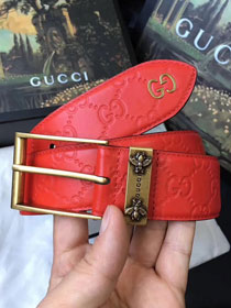 Gucci original signature calfskin belt 38mm 474311 red