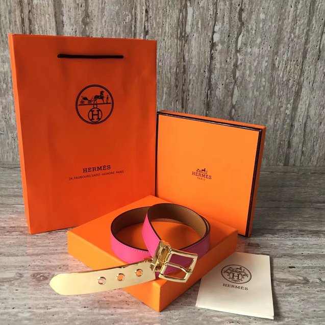 Hermes original calfskin belt 24mm H076313 peach red