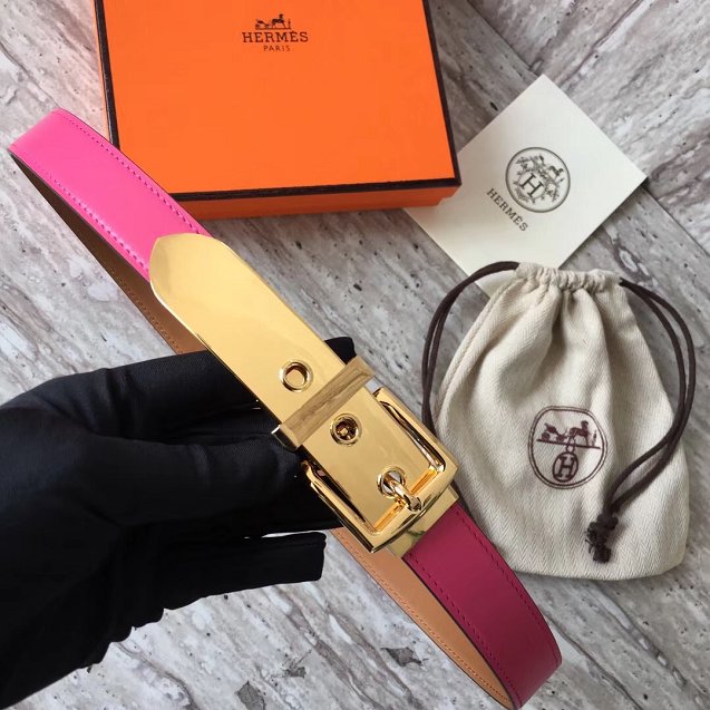 Hermes original calfskin belt 24mm H076313 peach red