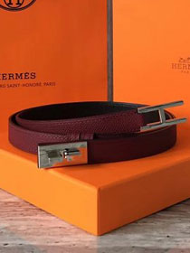 Hermes original epsom leather belt 17mm H069855 bordeaux