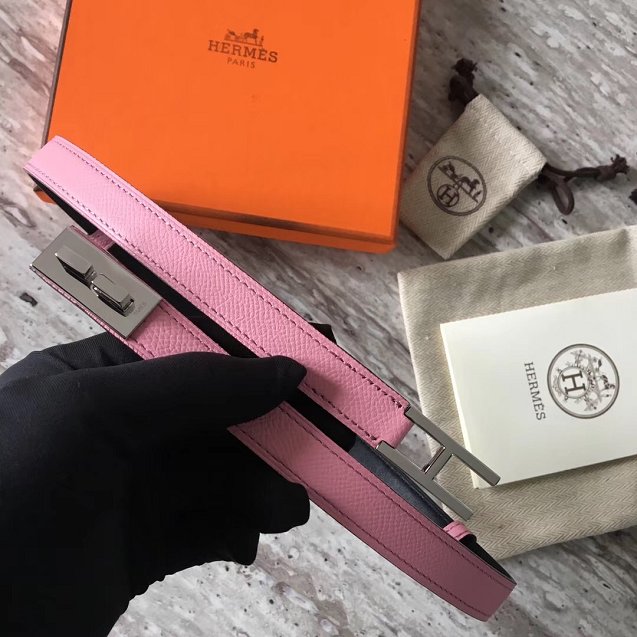 Hermes original epsom leather belt 17mm H069855 pink