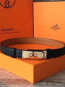 Hermes original epsom leather kelly belt 17mm H069853 black