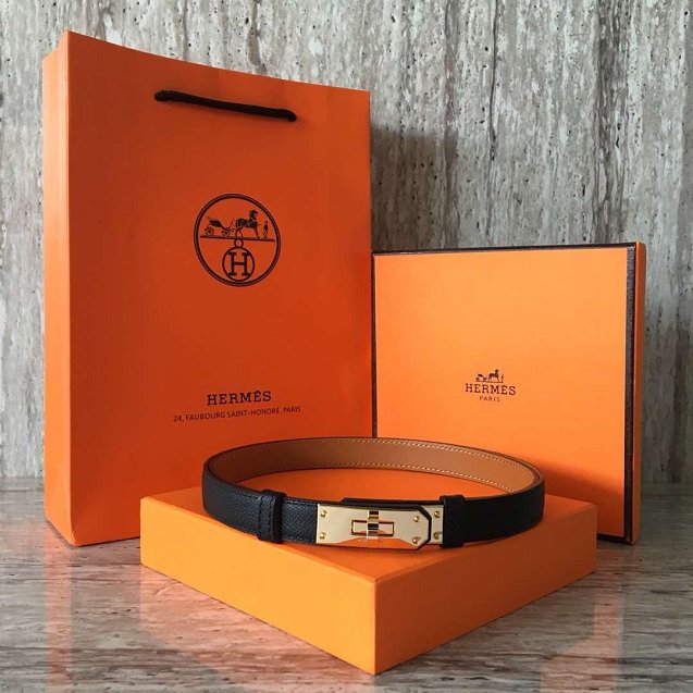 Hermes original epsom leather kelly belt 17mm H069853 black