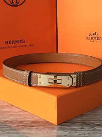 Hermes original epsom leather kelly belt 17mm H069853 coffee