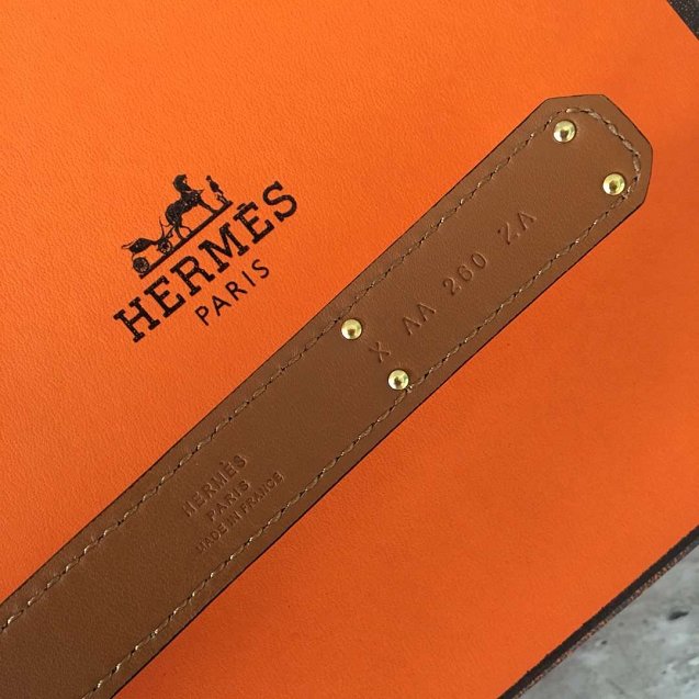 Hermes original epsom leather kelly belt 17mm H069853 coffee