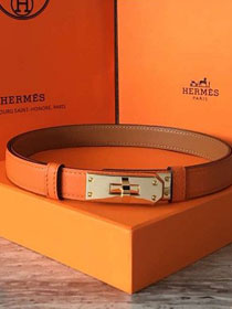 Hermes original epsom leather kelly belt 17mm H069853 orange