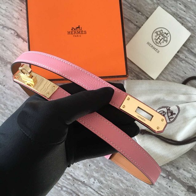 Hermes original epsom leather kelly belt 17mm H069853 pink