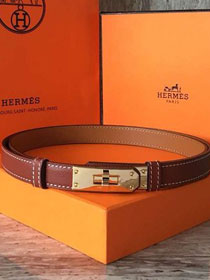 Hermes original epsom leather kelly belt 17mm H069853 brown