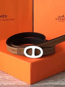 Hermes original epsom leather mini athena belt 13mm H065557 coffee