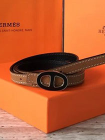 Hermes original epsom leather mini athena belt 13mm H065557 coffee