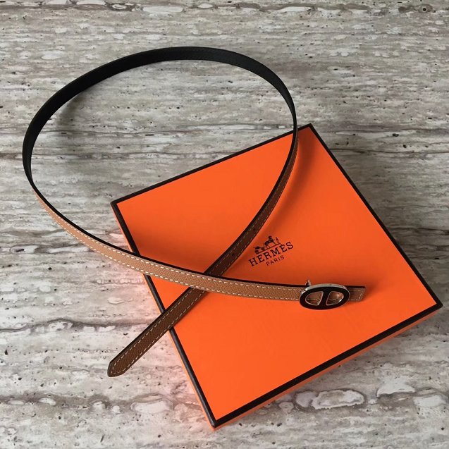 Hermes original epsom leather mini athena belt 13mm H065557 coffee