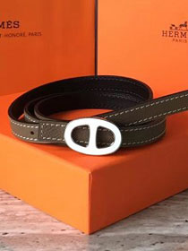 Hermes original epsom leather mini athena belt 13mm H065557 grey