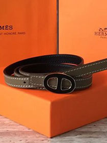 Hermes original epsom leather mini athena belt 13mm H065557 grey