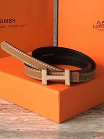 Hermes original epsom leather reversible belt 13mm H065556 coffee&black(rose gold)