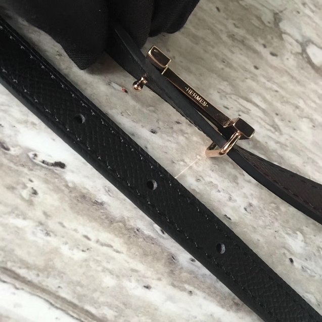 Hermes original epsom leather reversible belt 13mm H065556 black(rose gold)