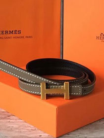 Hermes original epsom leather reversible belt 13mm H065556 grey&blue