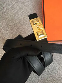 Hermes original epsom leather rivale belt 24mm H076306 black