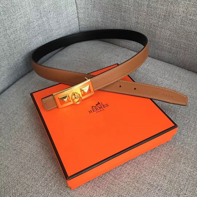 Hermes original epsom leather rivale belt 24mm H076306 coffee