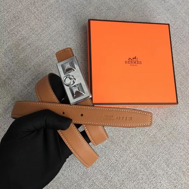 Hermes original epsom leather rivale belt 24mm H076306 coffee