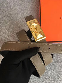 Hermes original epsom leather rivale belt 24mm H076306 grey