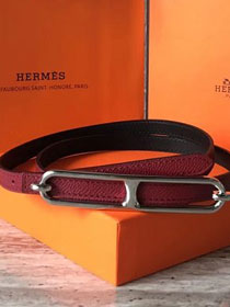 Hermes original epsom leather roulis belt 13mm H065587 burgundy 