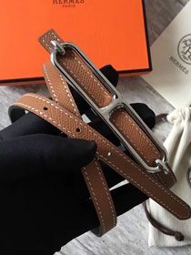 Hermes original epsom leather roulis belt 13mm H065587 coffee