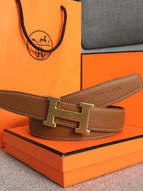 Hermes original togo leather belt 32mm H029938 coffee