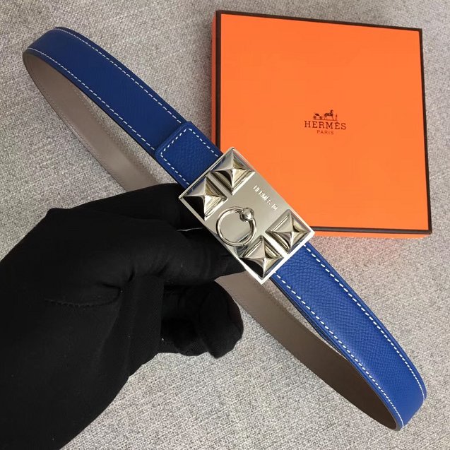 Hermes orignal epsom leather collier de chien belt 24mm H075378 blue