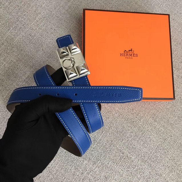 Hermes orignal epsom leather collier de chien belt 24mm H075378 blue