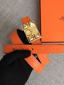 Hermes orignal epsom leather collier de chien belt 24mm H075378 orange