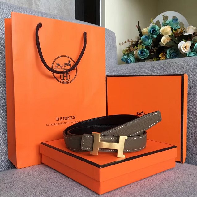 Hermes original epsom leather constance belt 24mm H075396 grey