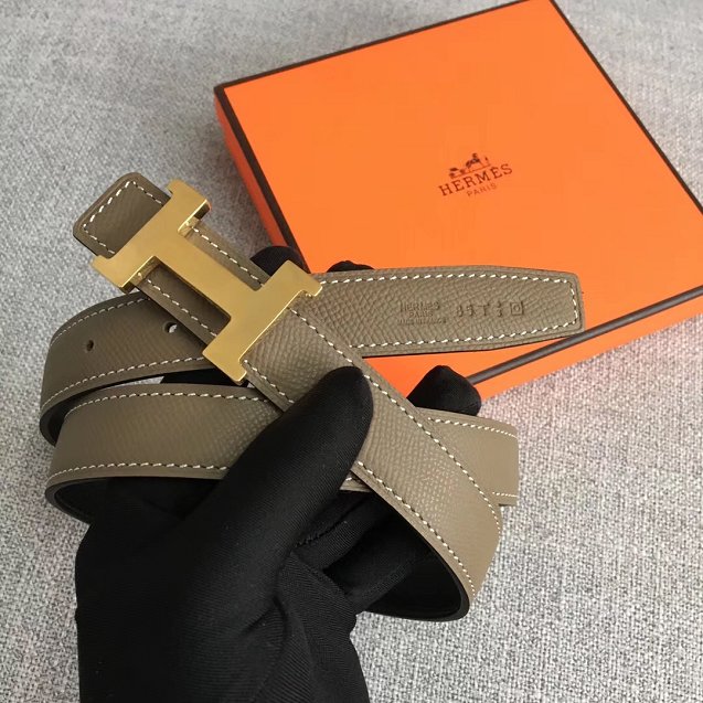 Hermes original epsom leather constance belt 24mm H075396 grey