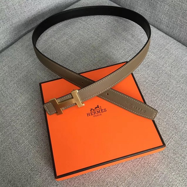 Hermes original epsom leather constance belt 24mm H075396 grey