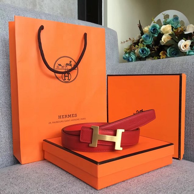 Hermes original epsom leather constance belt 24mm H075396 red