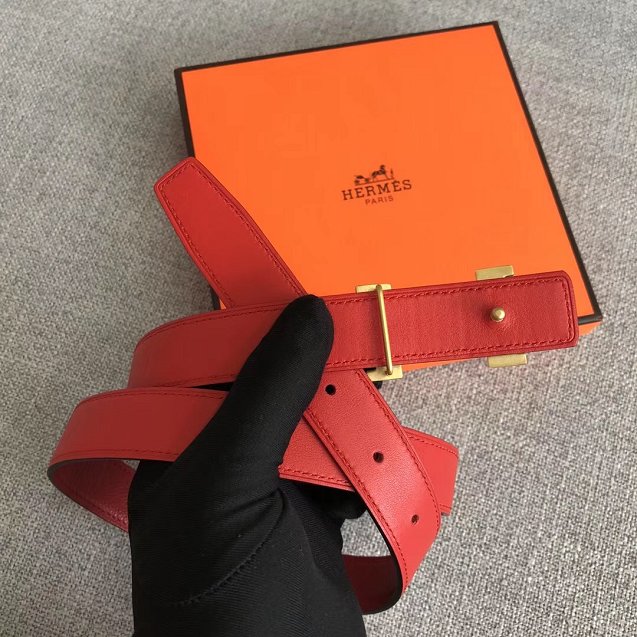 Hermes original epsom leather constance belt 24mm H075396 red