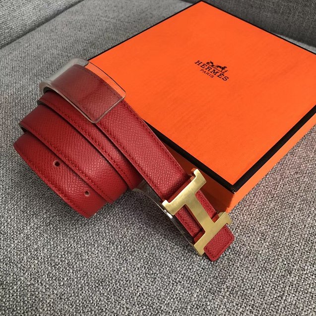 Hermes original epsom leather constance belt 24mm H075396 red