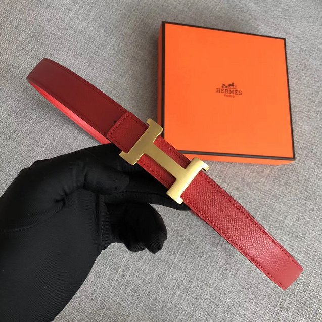 Hermes original epsom leather constance belt 24mm H075396 red