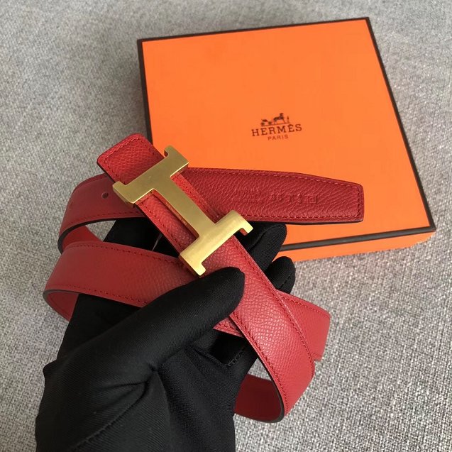 Hermes original epsom leather constance belt 24mm H075396 red