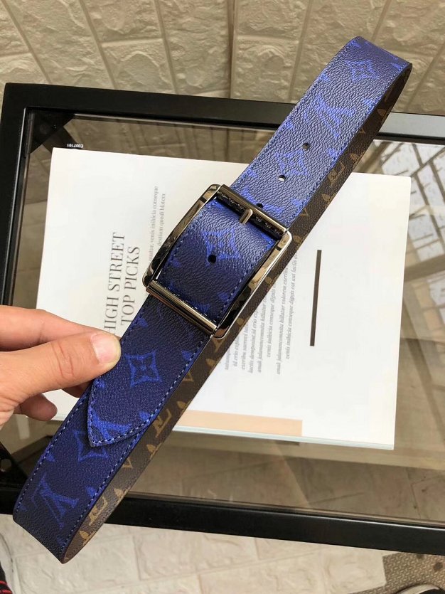 Louis vuitton original monogram reverso reversible 40mm belt M0040Q blue