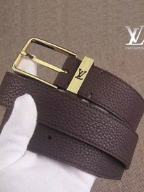 Louis vuitton original calfskin pont neuf 35mm belt M6065T dark coffee