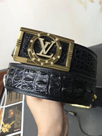 Louis vuitton original crocodile leather 38mm belt M0033 black