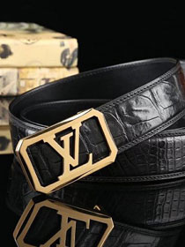 Louis vuitton original crocodile leather 38mm belt M0038 black